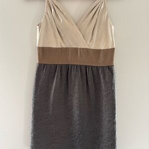 Adrianna Papell Cream and Brown Mini Dress